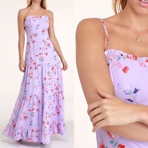 BRAND NEW LULU’S FLORAL PRINT TIERED MAXI DRESS